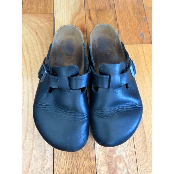 Birkenstock Boston Oiled Leather Unisex Clog Shoes Black Size 38 Ladies 7.5-8 - Picture 2 of 8